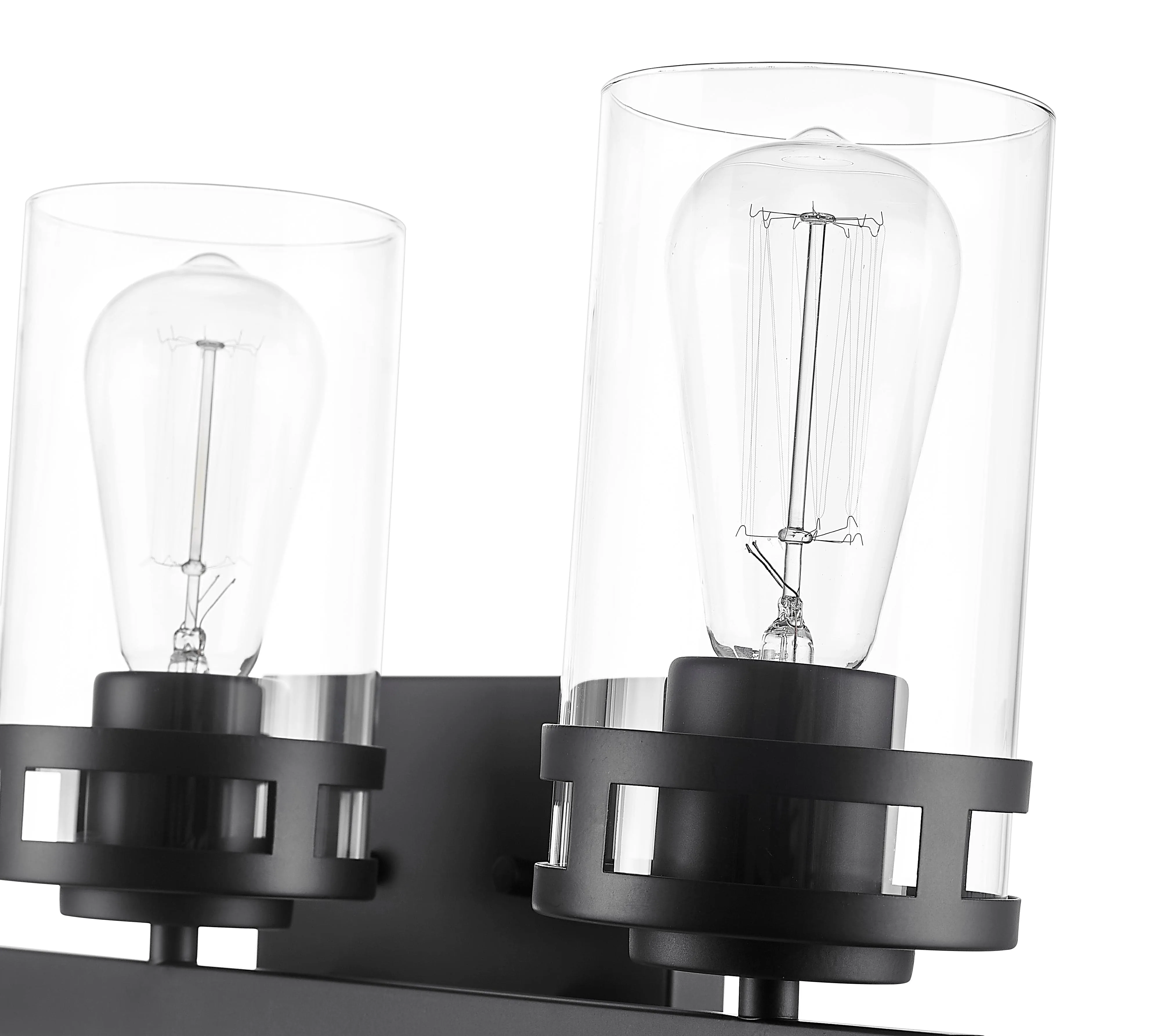 3 Lamps Lunden Vanity Light - Matte Black - Clear Glass - 22in. Wide
