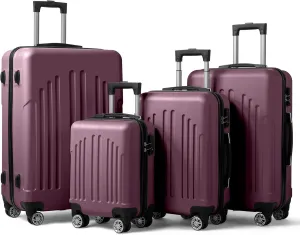 4-in-1 Multifunctional Large Capacity Traveling Storage Suitcase, High toughness Large Suitcase, Travel Pro Luggage with Spinner Wheels, Curved Vertical Stripes Trolley Case - Violet