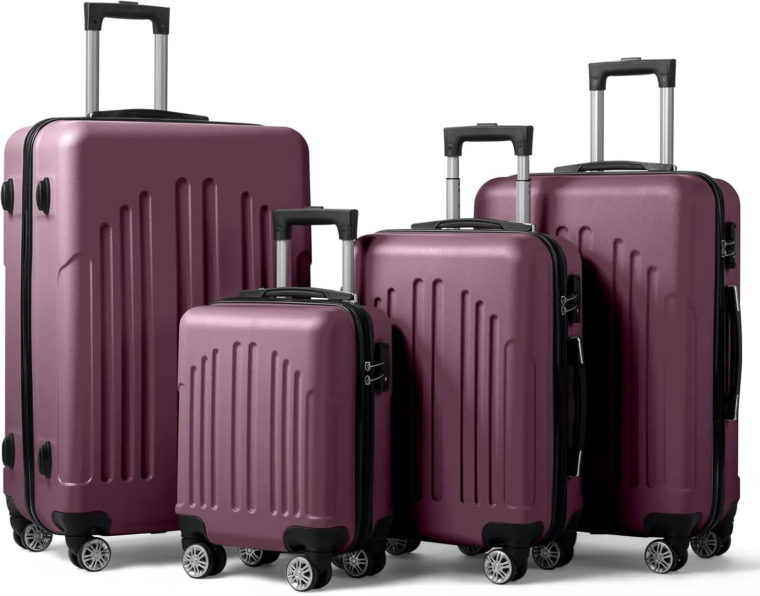 4-in-1 Multifunctional Large Capacity Traveling Storage Suitcase, High toughness Large Suitcase, Travel Pro Luggage with Spinner Wheels, Curved Vertical Stripes Trolley Case - Violet