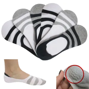 6 Pairs Women Men No Show Socks Cotton Invisible Loafer Boat Low Cut Non Slip
