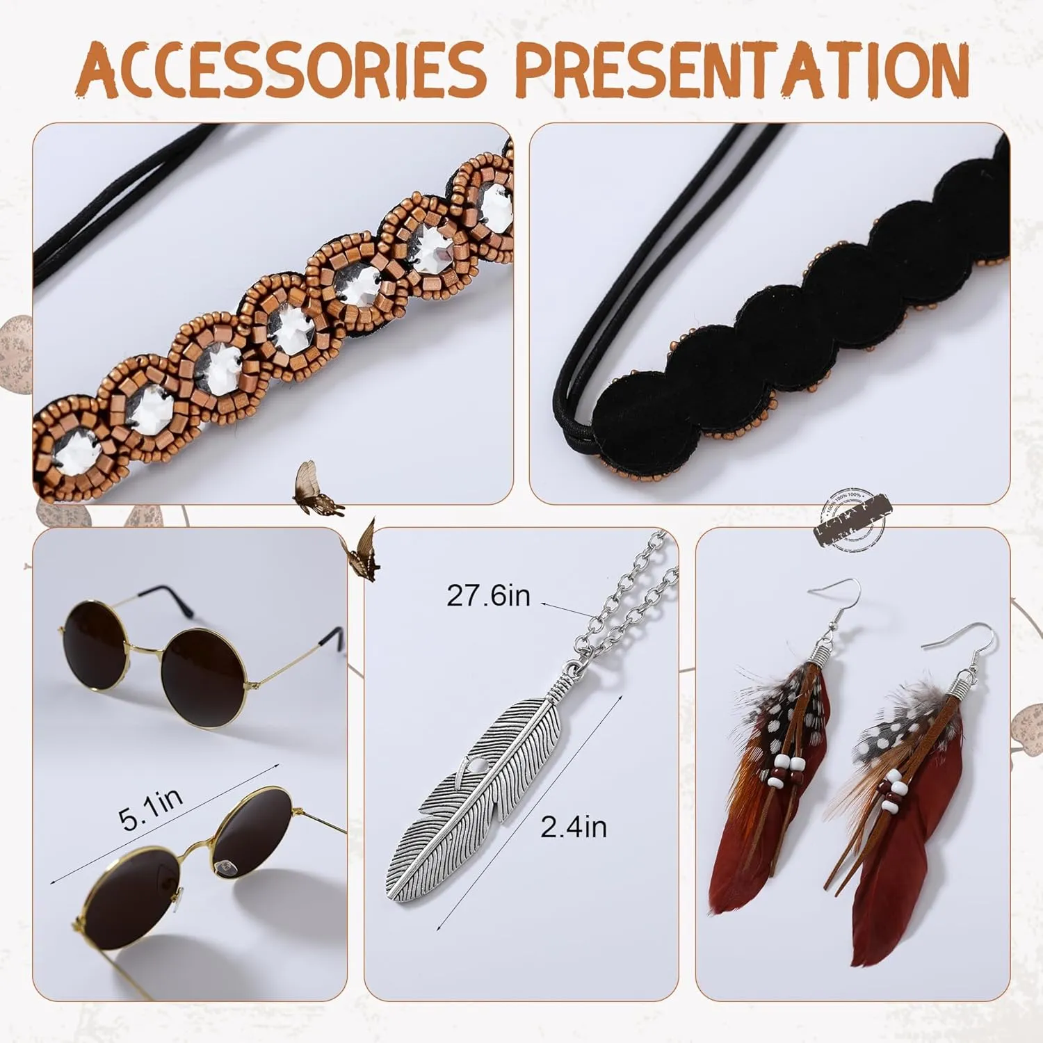 60s 70s Outfits for Women 6Pcs Disco Hippie Costume Clothes Cowgirl 70s Cosplay Tops Women Fringe Vest Accessories