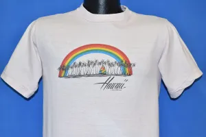 80s Hawaii Rainbow Poly Tees Palm Trees Pink t-shirt Medium