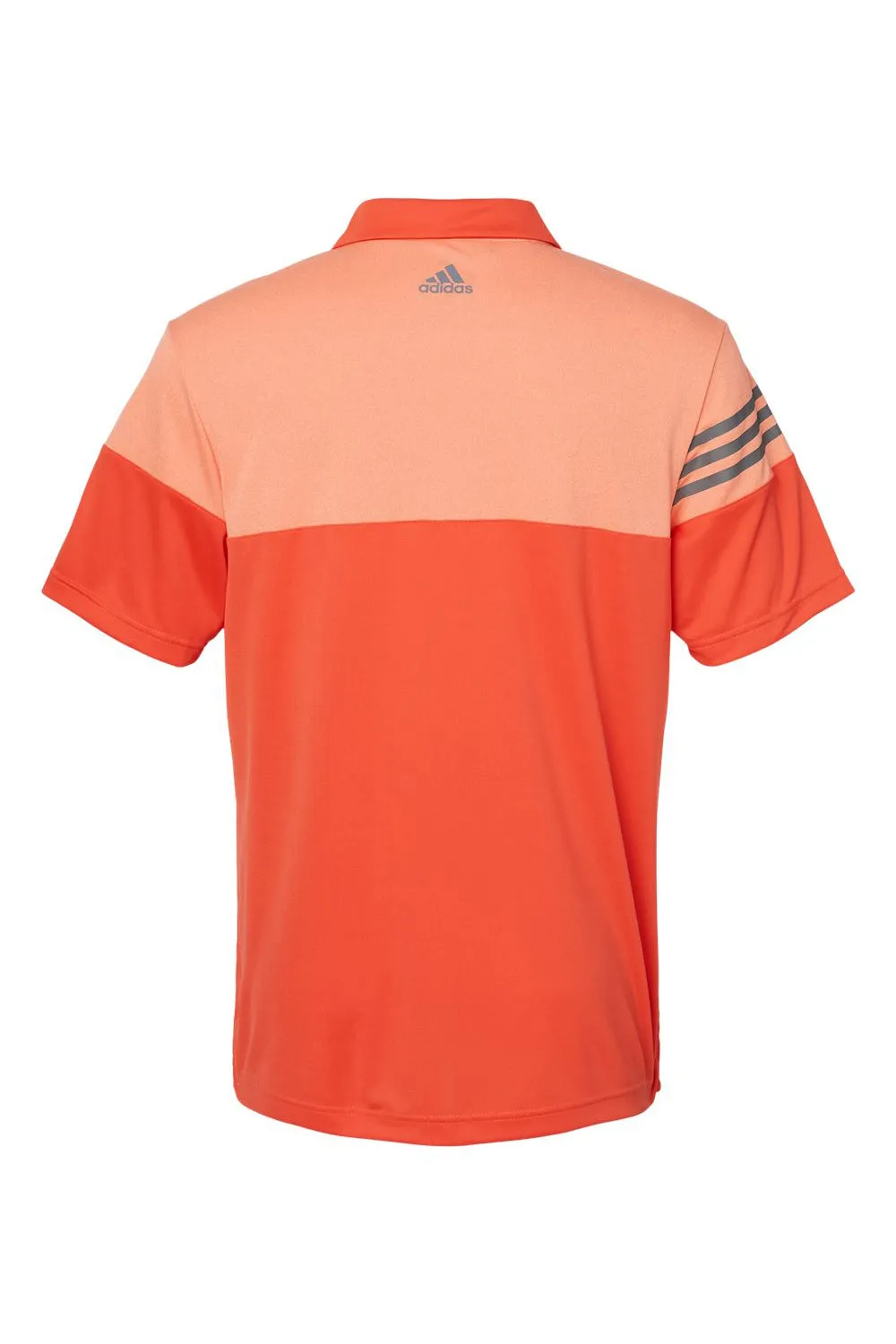 Adidas Mens 3 Stripes Colorblock Moisture Wicking Short Sleeve Polo Shirt - Blaze Orange/Vista Grey - NEW