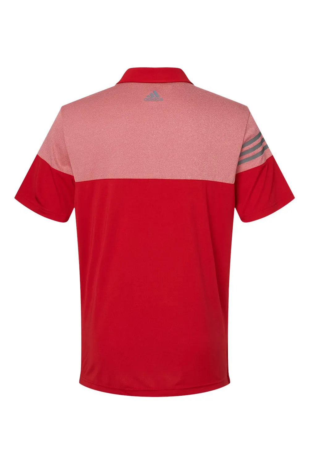 Adidas Mens 3 Stripes Colorblock Moisture Wicking Short Sleeve Polo Shirt - Power Red - NEW