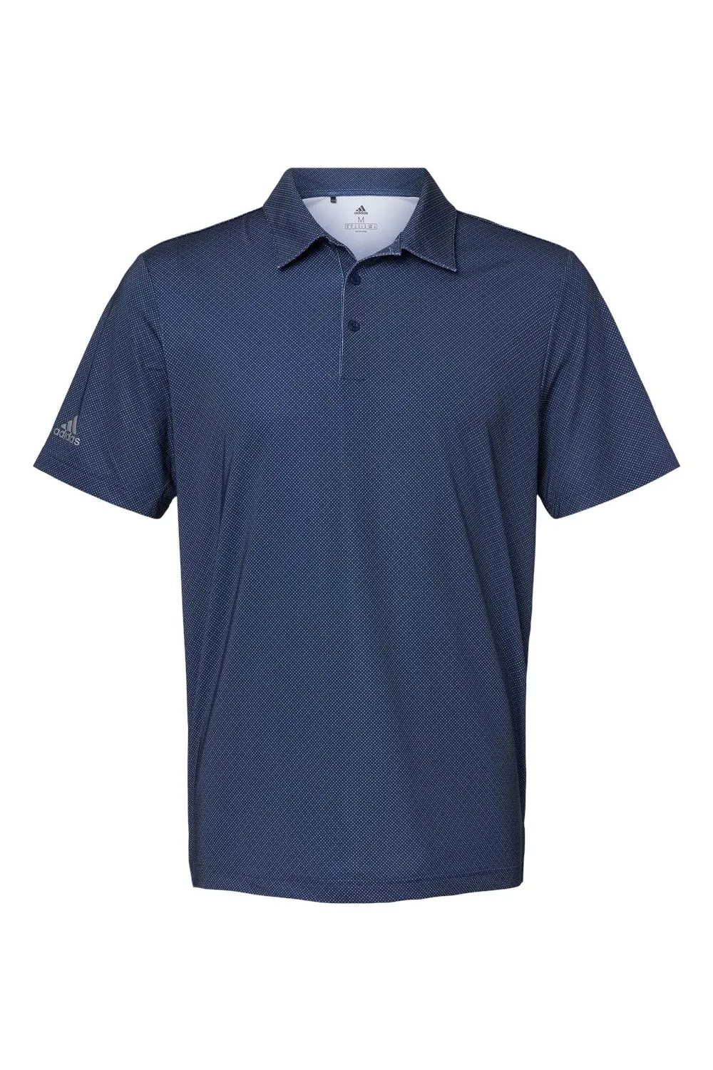 Adidas Mens Diamond Dot Moisture Wicking Short Sleeve Polo Shirt - Navy Blue/White/Grey - NEW