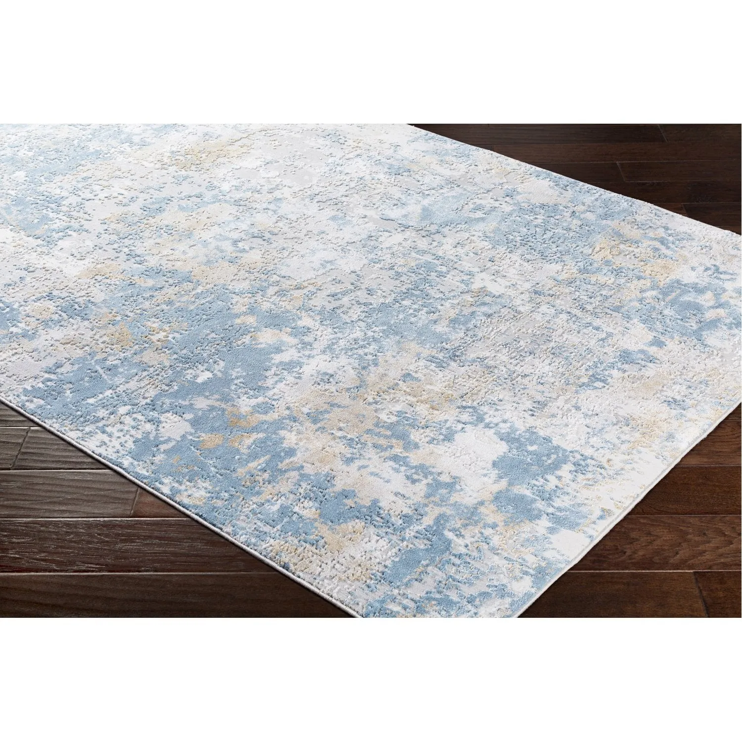 Aisha Rug in Sky Blue, Mustard, Light Gray, White