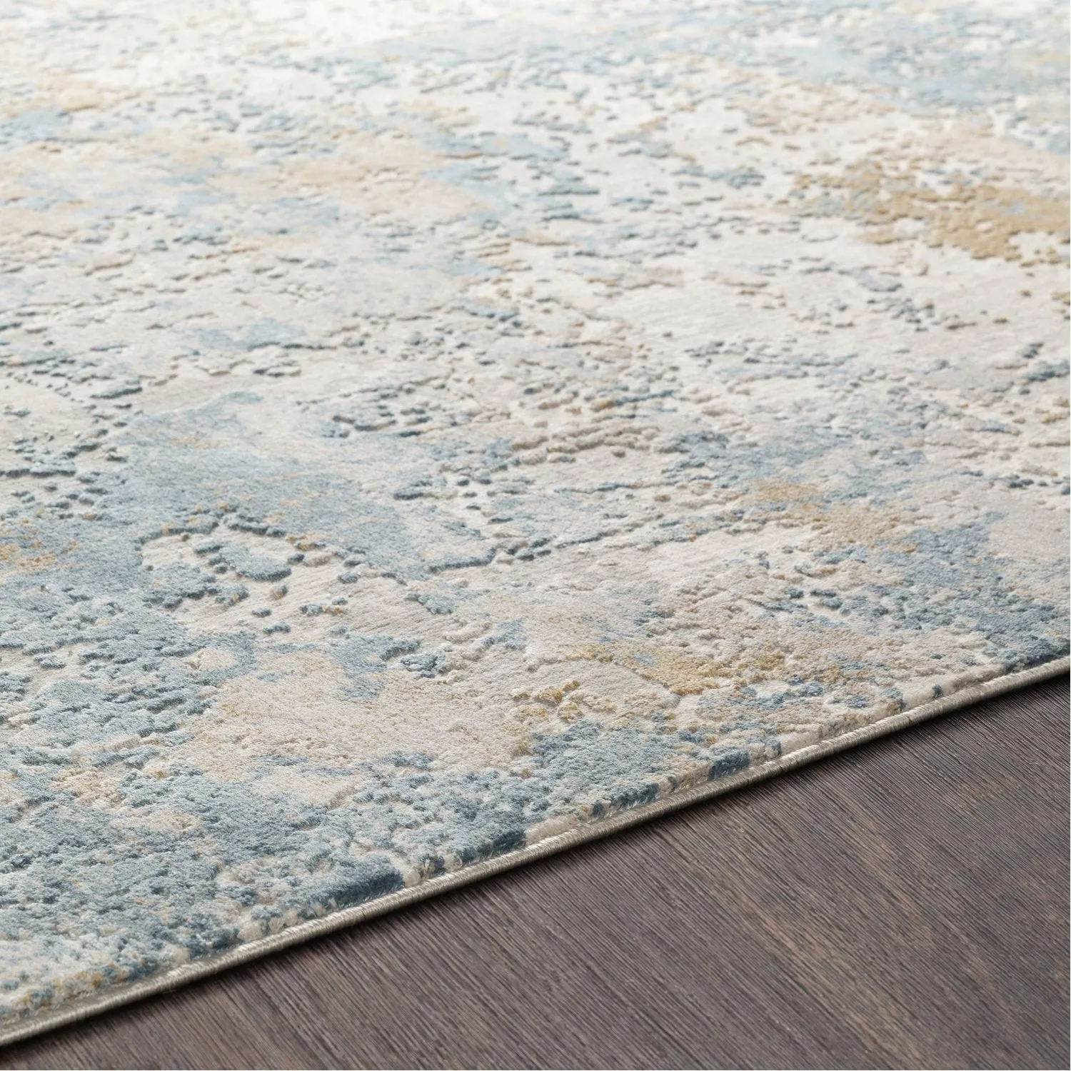 Aisha Rug in Sky Blue, Mustard, Light Gray, White