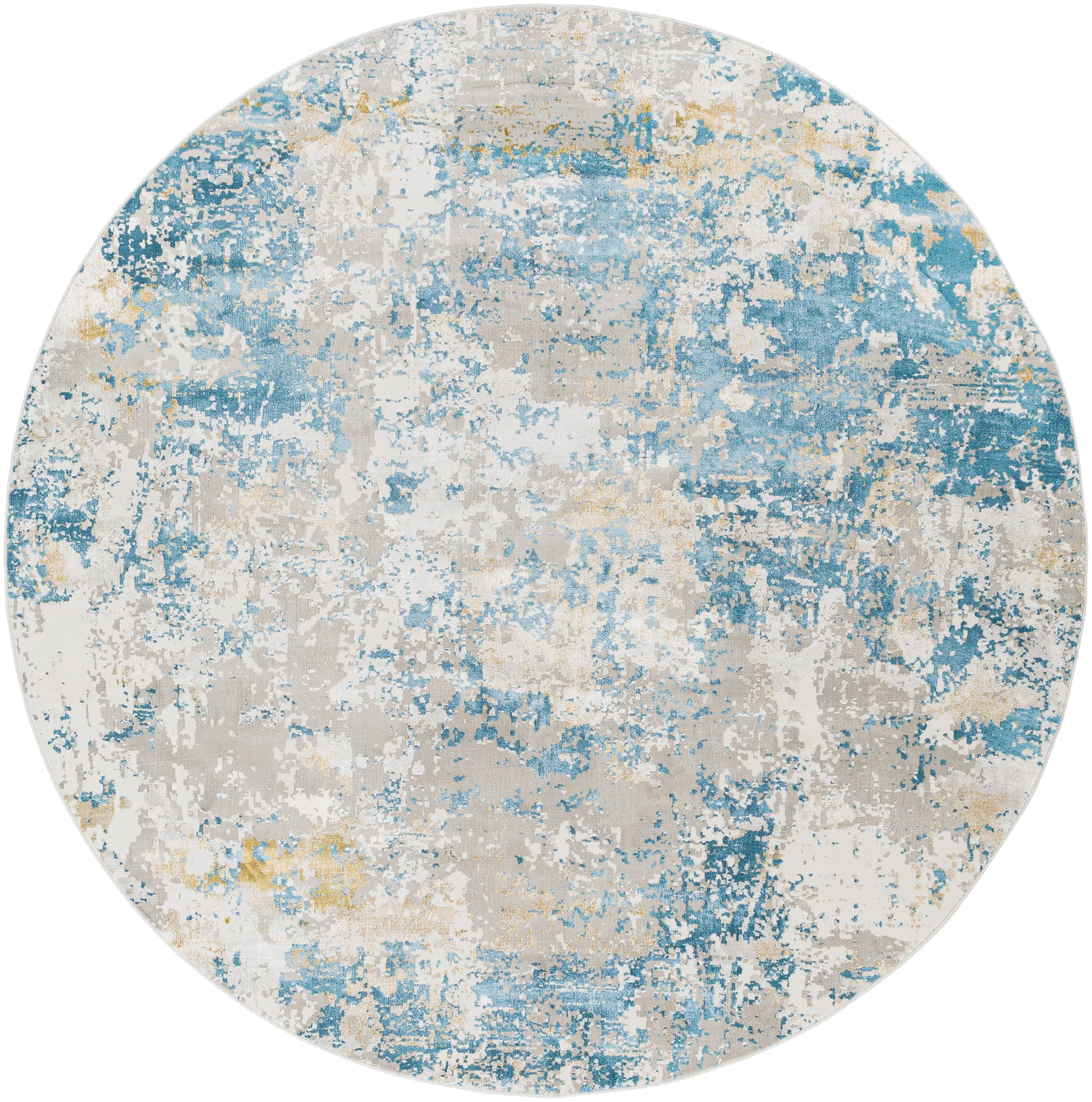 Aisha Rug in Sky Blue, Mustard, Light Gray, White