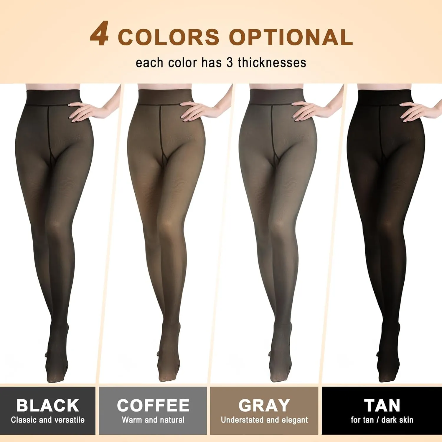 Aobiono Women Fleece Lined Tights Sheer Warm Pantyhose Fake Translucent Winter