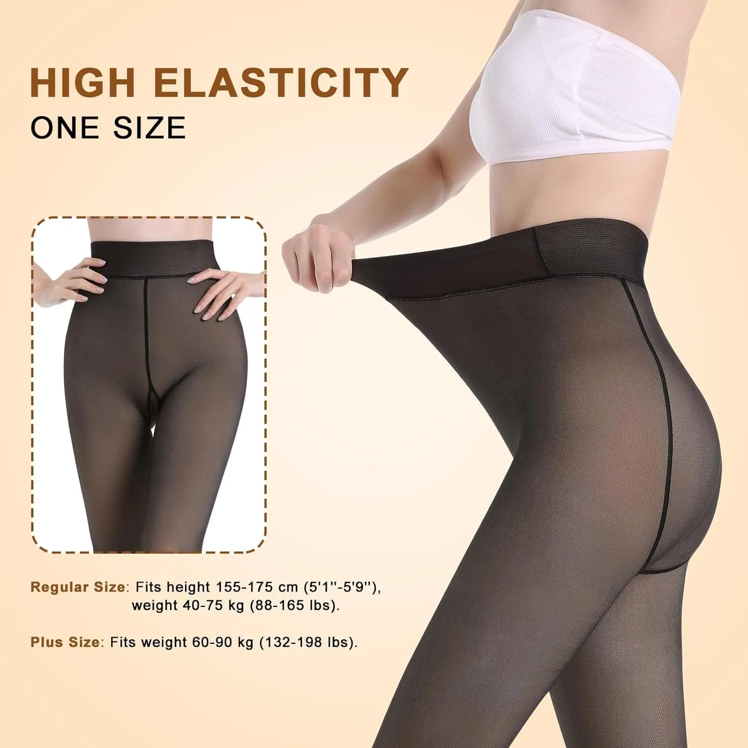 Aobiono Women Fleece Lined Tights Sheer Warm Pantyhose Fake Translucent Winter