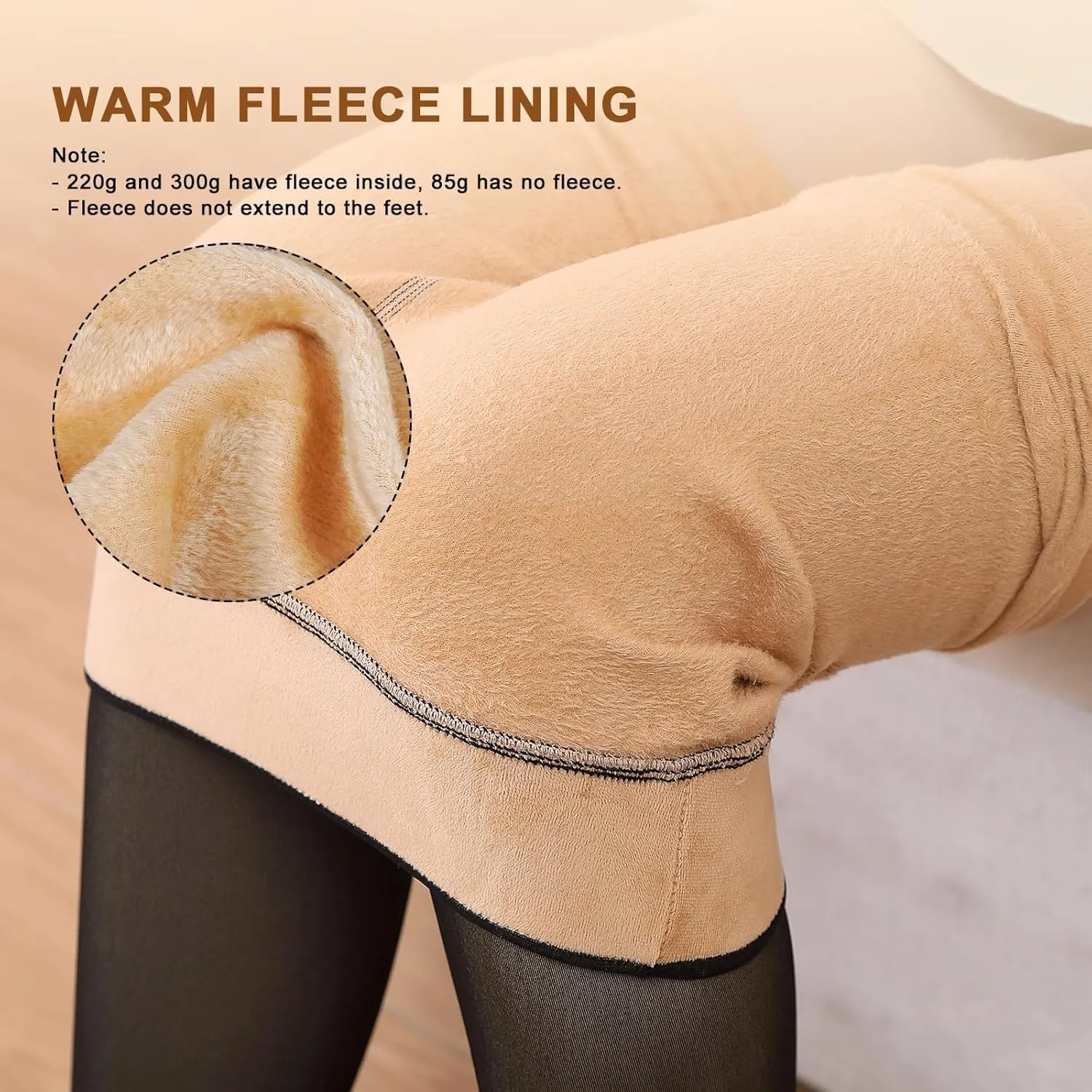 Aobiono Women Fleece Lined Tights Sheer Warm Pantyhose Fake Translucent Winter