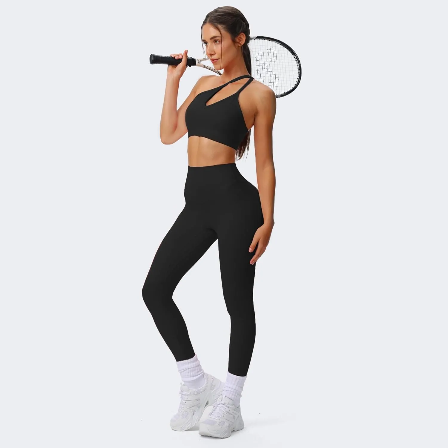 Aoxjox High Waisted Workout Breeze Leggings for Women Tummy Control Buttery Soft Yoga Pants 24"/26"/28"