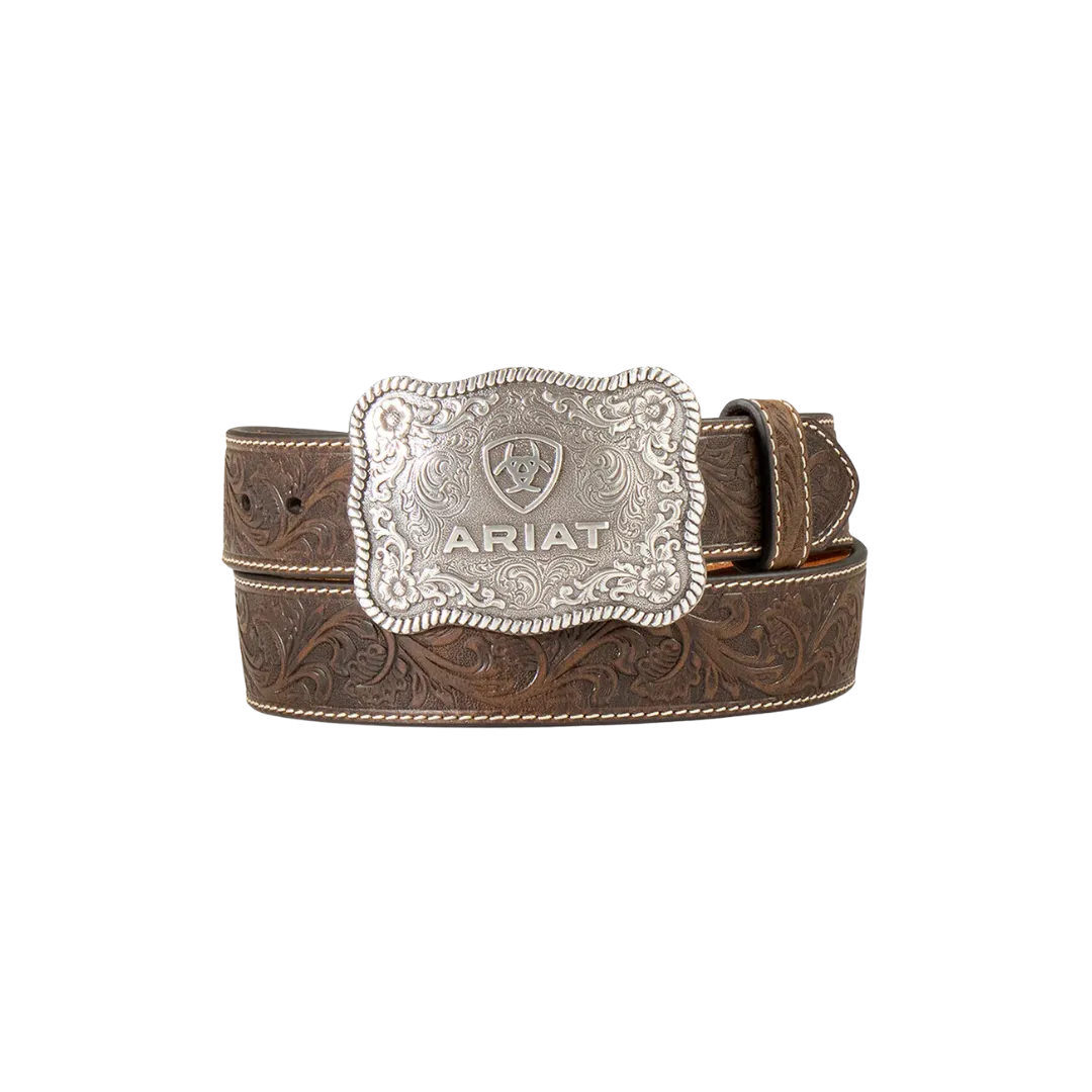 Ariat Men's Floral Embossed Aged Bark Belt