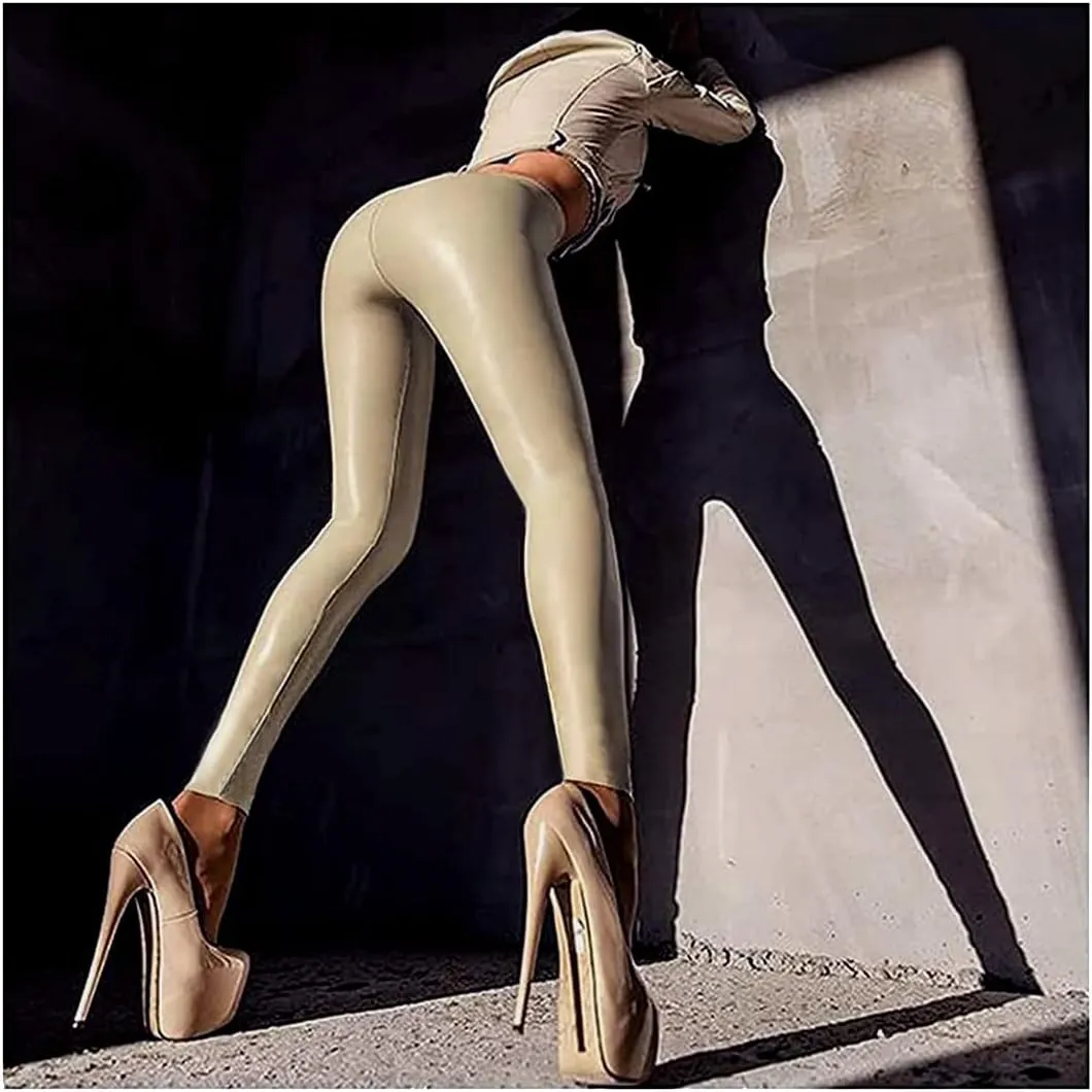 ARJOSA Women's Faux Leather Leggings High Waist Tights Skinny Pants
