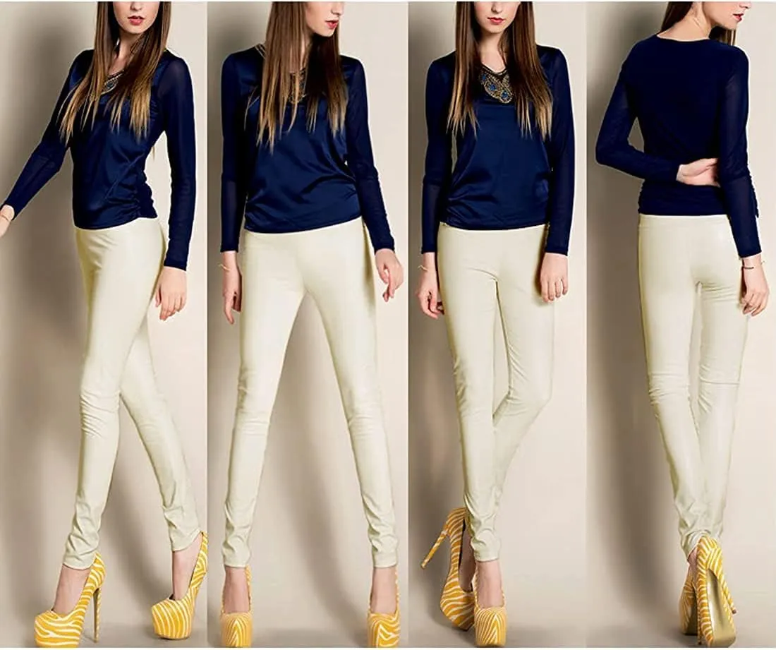 ARJOSA Women's Faux Leather Leggings High Waist Tights Skinny Pants
