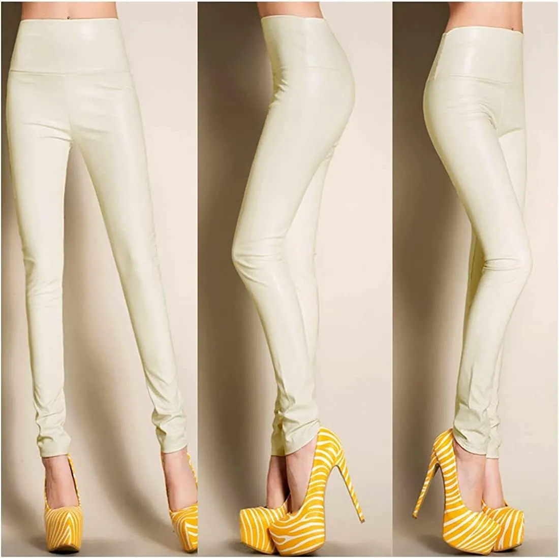 ARJOSA Women's Faux Leather Leggings High Waist Tights Skinny Pants