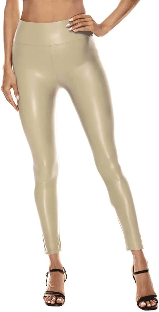 ARJOSA Women's Faux Leather Leggings High Waist Tights Skinny Pants