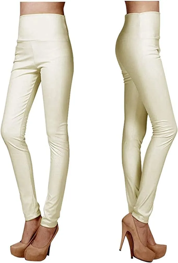 ARJOSA Women's Faux Leather Leggings High Waist Tights Skinny Pants