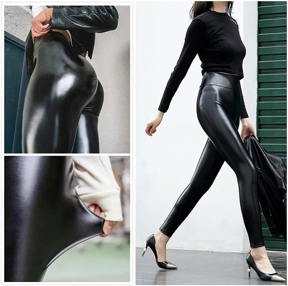ARJOSA Women's Faux Leather Leggings High Waist Tights Skinny Pants