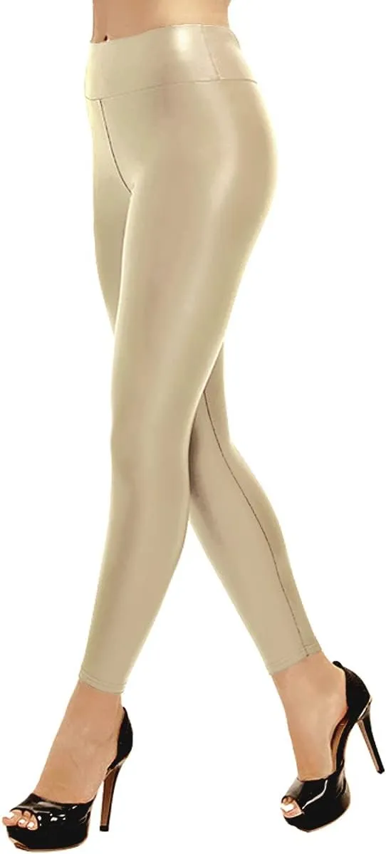 ARJOSA Women's Faux Leather Leggings High Waist Tights Skinny Pants