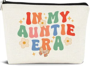 Aunt Gifts Makeup Bag, Gifts for Aunt, Groovy In Auntie Era Cosmetic Bags for Women, Best Aunt Gifts, Gifts for Aunts from Niece, Auntie Makeup Pouch Zipper Pouch for Women