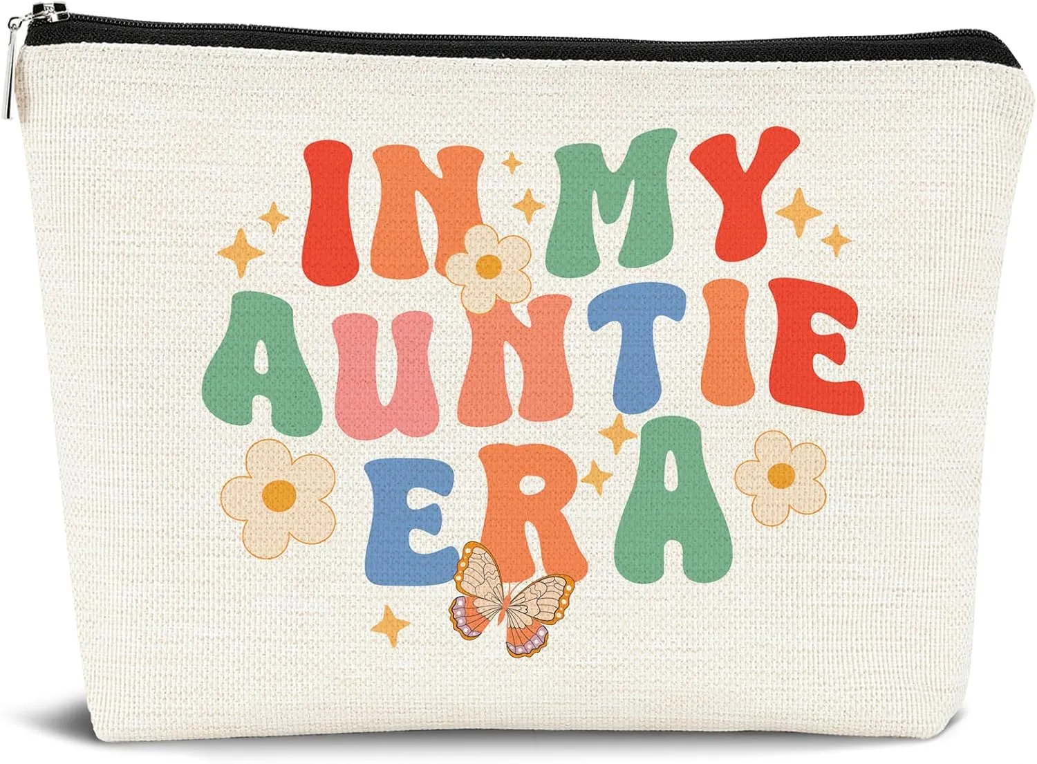 Aunt Gifts Makeup Bag, Gifts for Aunt, Groovy In Auntie Era Cosmetic Bags for Women, Best Aunt Gifts, Gifts for Aunts from Niece, Auntie Makeup Pouch Zipper Pouch for Women