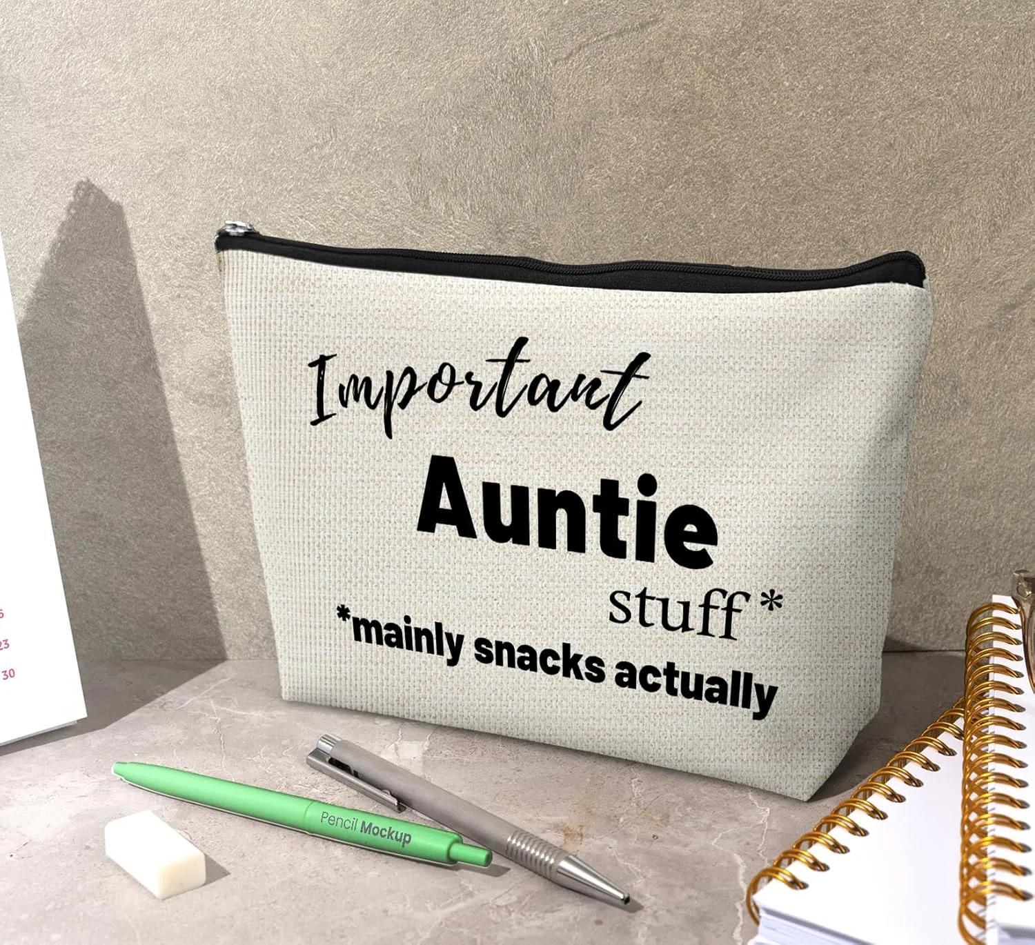 Aunt Gifts Makeup Bag, Gifts for Aunt, Important Auntie Stuff Cosmetic Bags for Women, Gifts for Aunts from Niece, Best Aunt Gifts, Auntie Makeup Pouch Zipper Pouch
