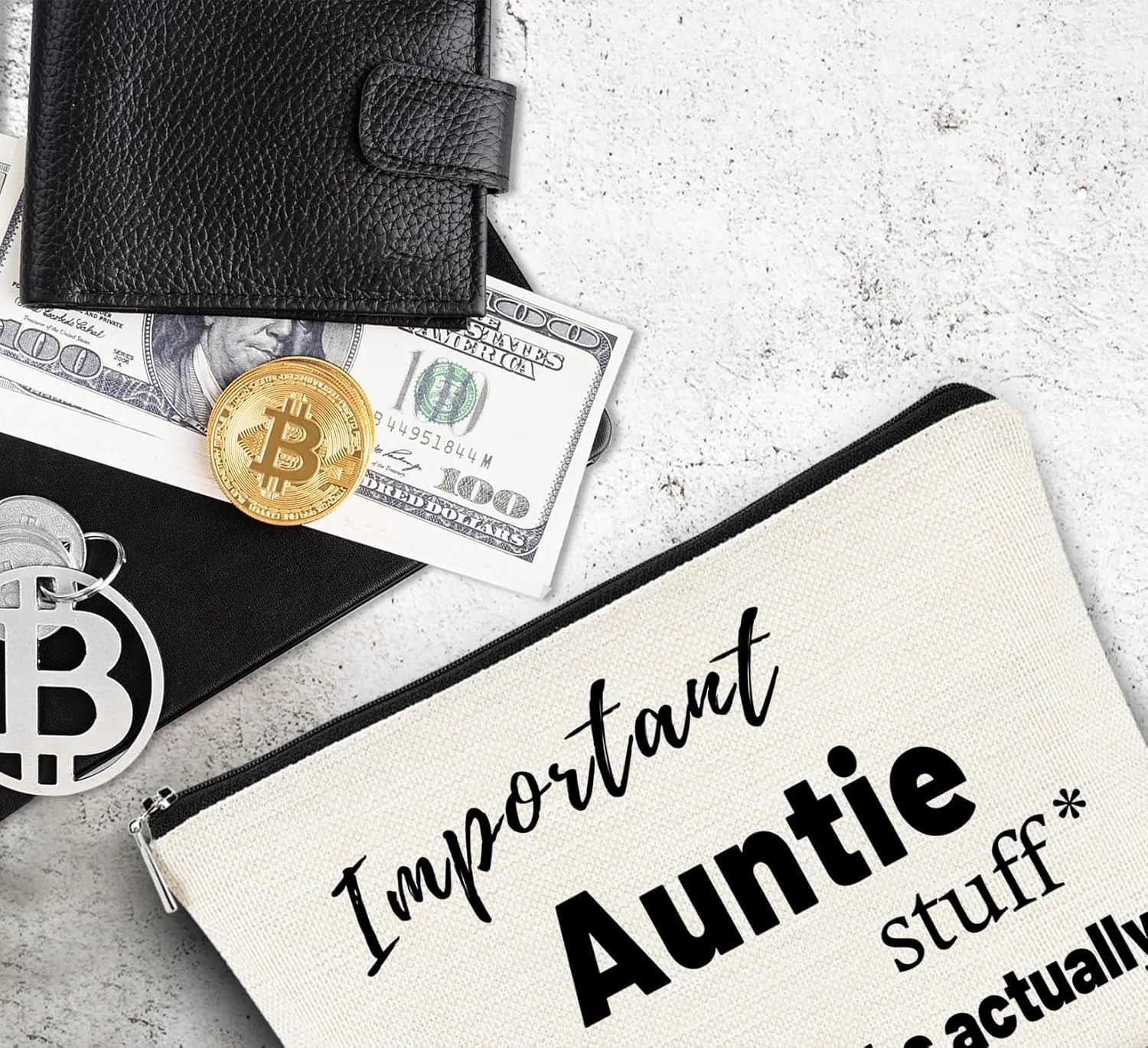 Aunt Gifts Makeup Bag, Gifts for Aunt, Important Auntie Stuff Cosmetic Bags for Women, Gifts for Aunts from Niece, Best Aunt Gifts, Auntie Makeup Pouch Zipper Pouch