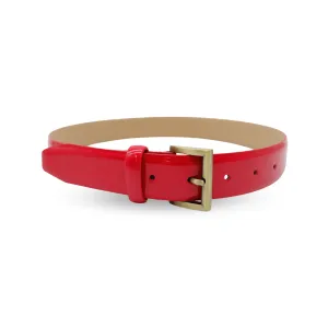 AURORA - Women's Red Glossy Patent Leather Belt with Gold Buckle