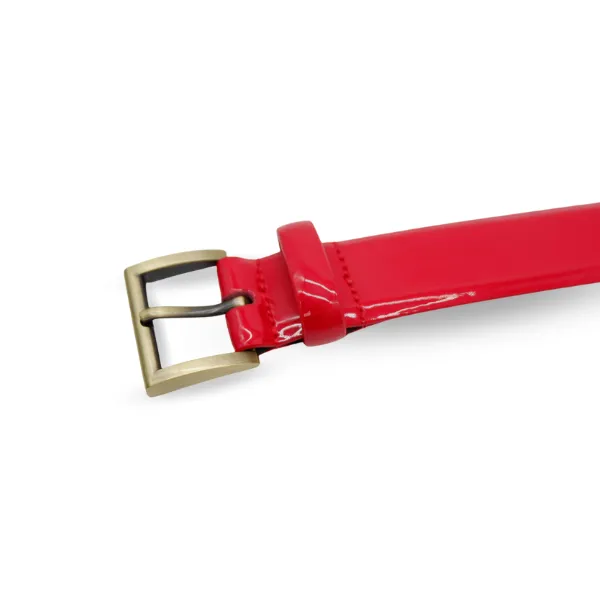 AURORA - Women's Red Glossy Patent Leather Belt with Gold Buckle