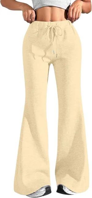 Baggy Wide Leg Sweatpants Women Cotton Drawstring High Waisted Yoga Pants with Pockets Y2k Casual Flowy Flare Pants