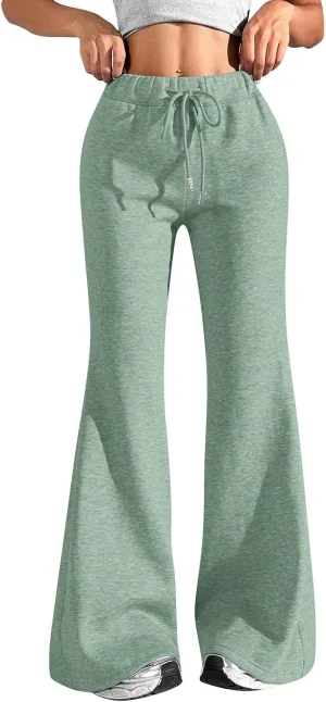 Baggy Wide Leg Sweatpants Women Cotton Drawstring High Waisted Yoga Pants with Pockets Y2k Casual Flowy Flare Pants