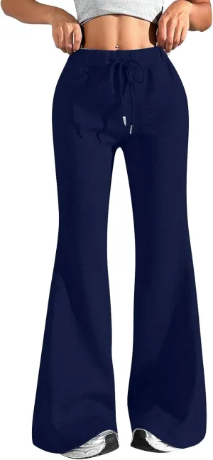 Baggy Wide Leg Sweatpants Women Cotton Drawstring High Waisted Yoga Pants with Pockets Y2k Casual Flowy Flare Pants