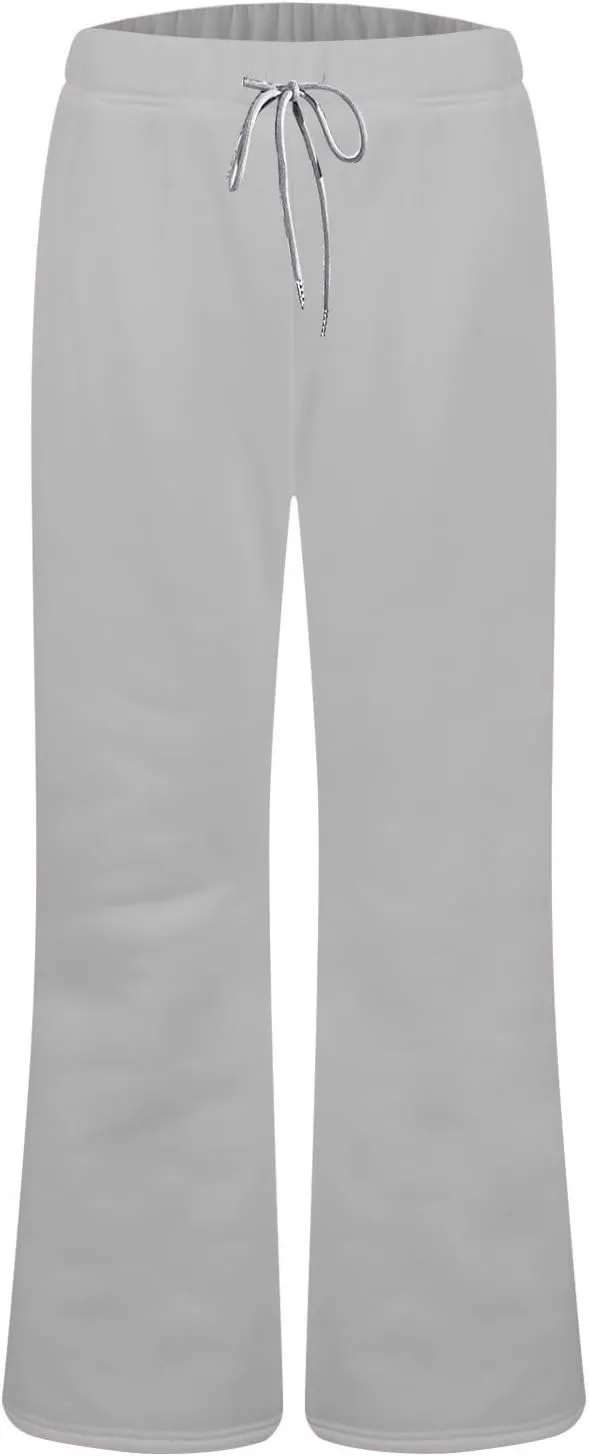 Baggy Wide Leg Sweatpants Women Cotton Drawstring High Waisted Yoga Pants with Pockets Y2k Casual Flowy Flare Pants