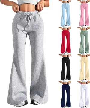 Baggy Wide Leg Sweatpants Women Cotton Drawstring High Waisted Yoga Pants with Pockets Y2k Casual Flowy Flare Pants