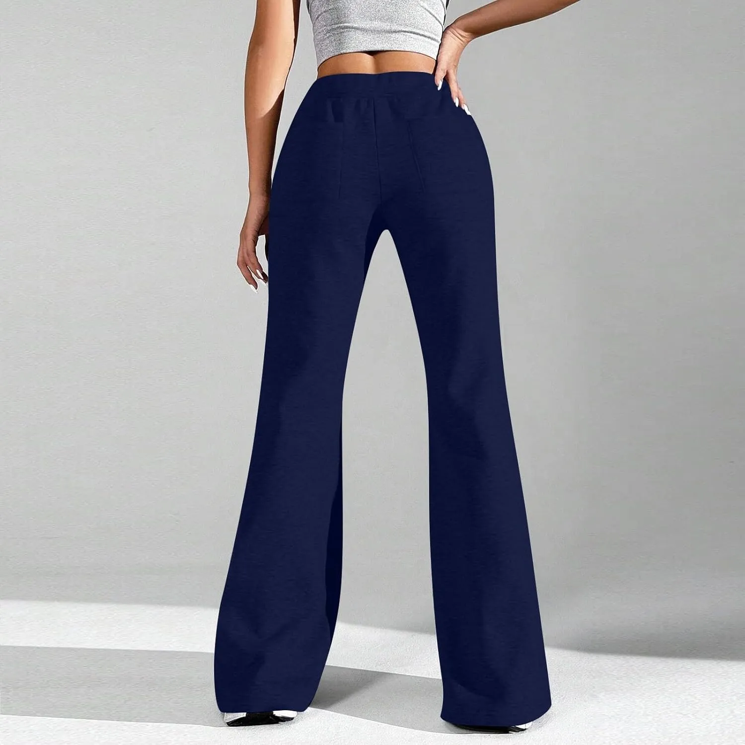 Baggy Wide Leg Sweatpants Women Cotton Drawstring High Waisted Yoga Pants with Pockets Y2k Casual Flowy Flare Pants