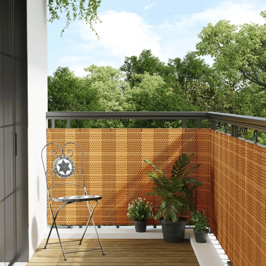Balcony Screen Light Brown 500x90 cm Poly Rattan
