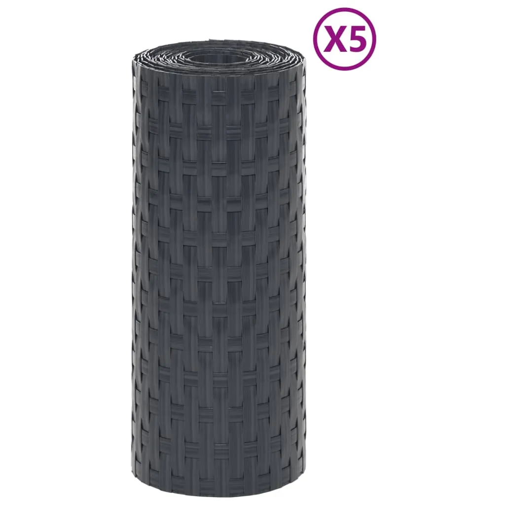 Balcony Screens 5 pcs Anthracite 255x19 cm Poly Rattan