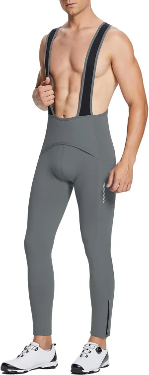 baleaf Men's Winter Cycling Bib Pants 4D Padded Thermal Water Resistant Bike Tights Cold Weather Warm Pockets