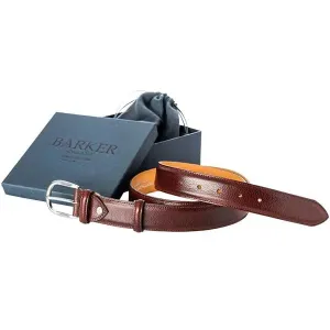 BARKER Plain Leather Belt - Mens - Cherry Grain