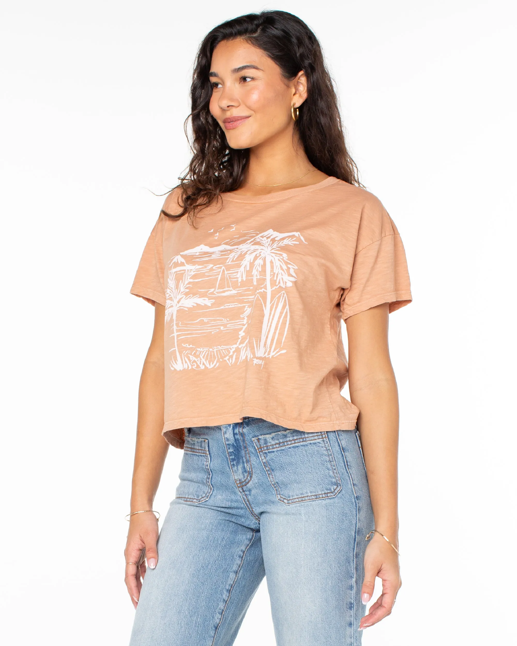 Beach Sketch T-Shirt - Camel