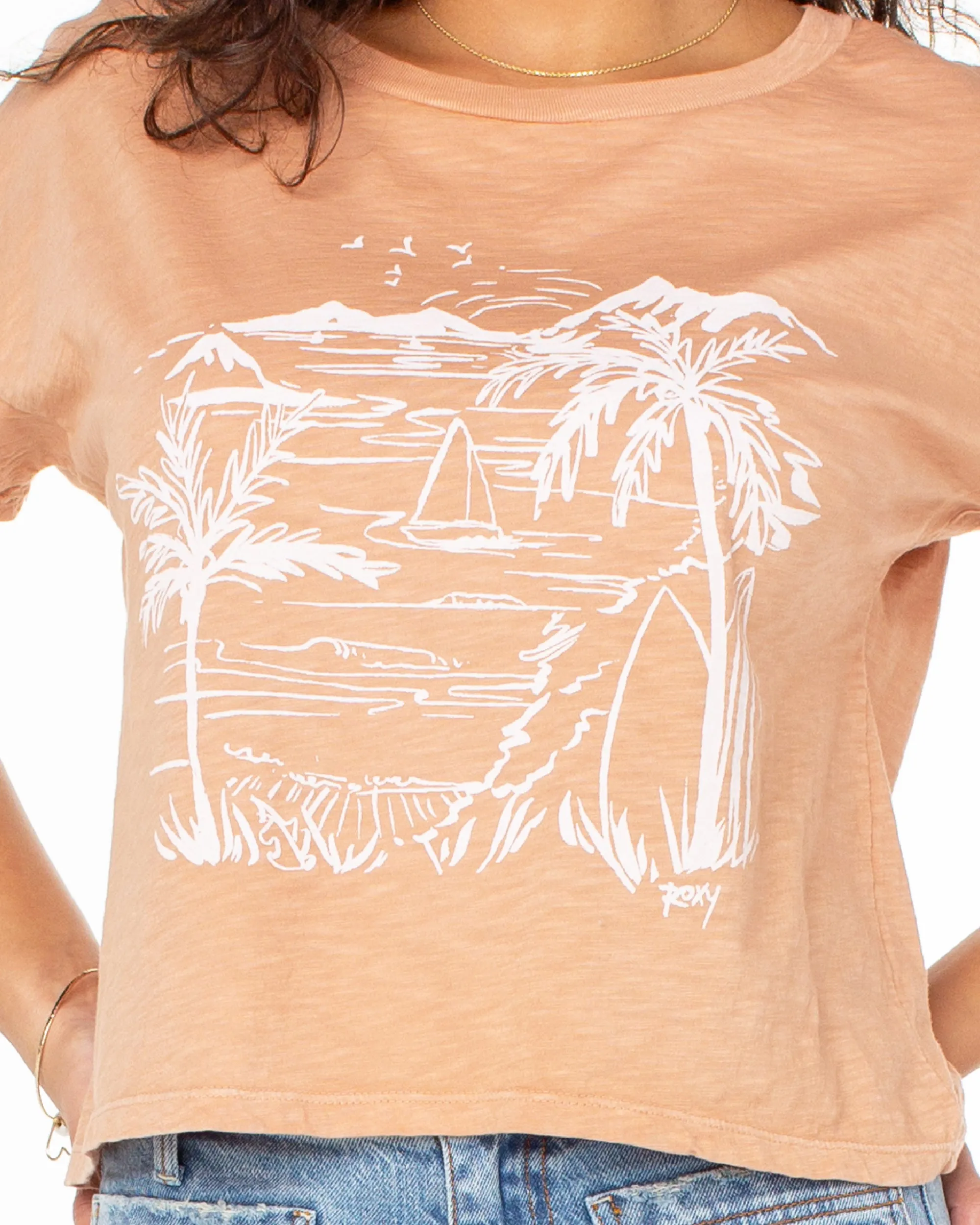 Beach Sketch T-Shirt - Camel