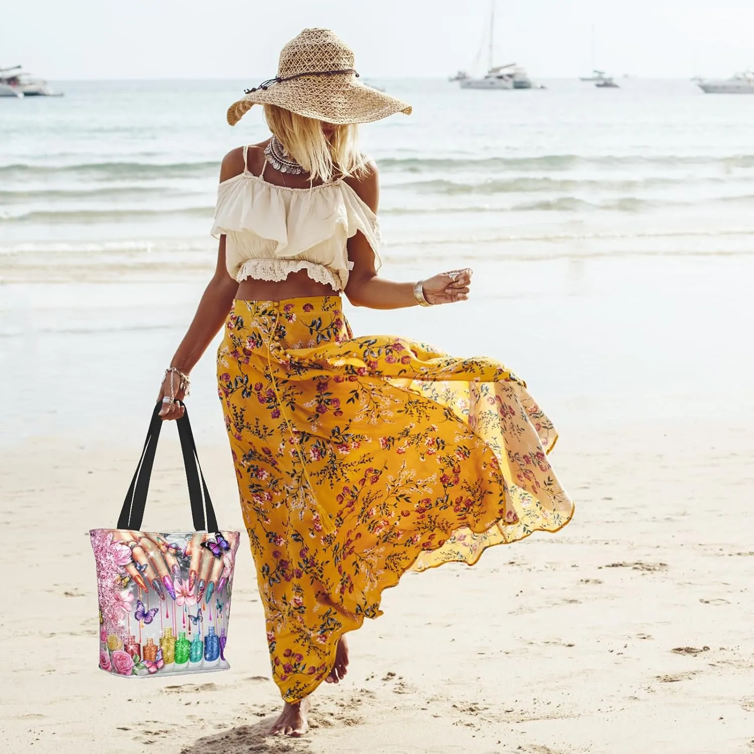 Beach Tote Bags for Women Sea Turtles Travel Beach Shoulder Bags Canvas Tote