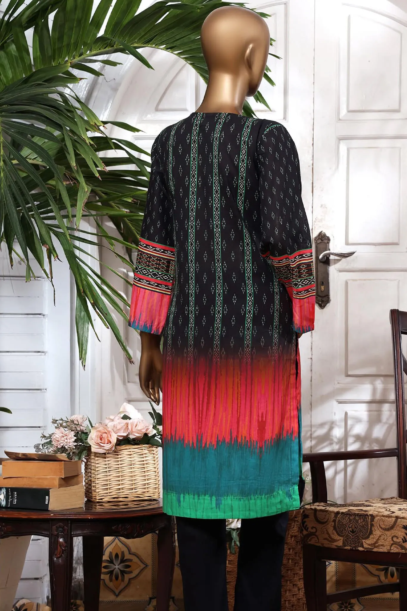 Bin Saeed Stitched Pret Embroidered Lawn Shirts Collection'2022-L-01-Black