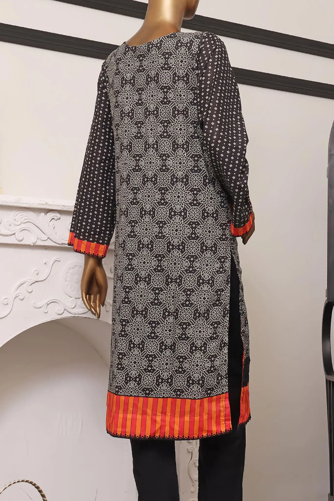 Bin Saeed Stitched Pret Embroidered Lawn Shirts Collection'2022-L-019-Black