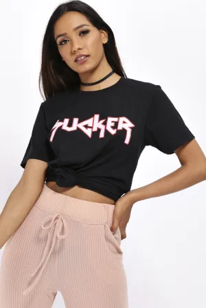 Black Sucker Slogan T-Shirt
