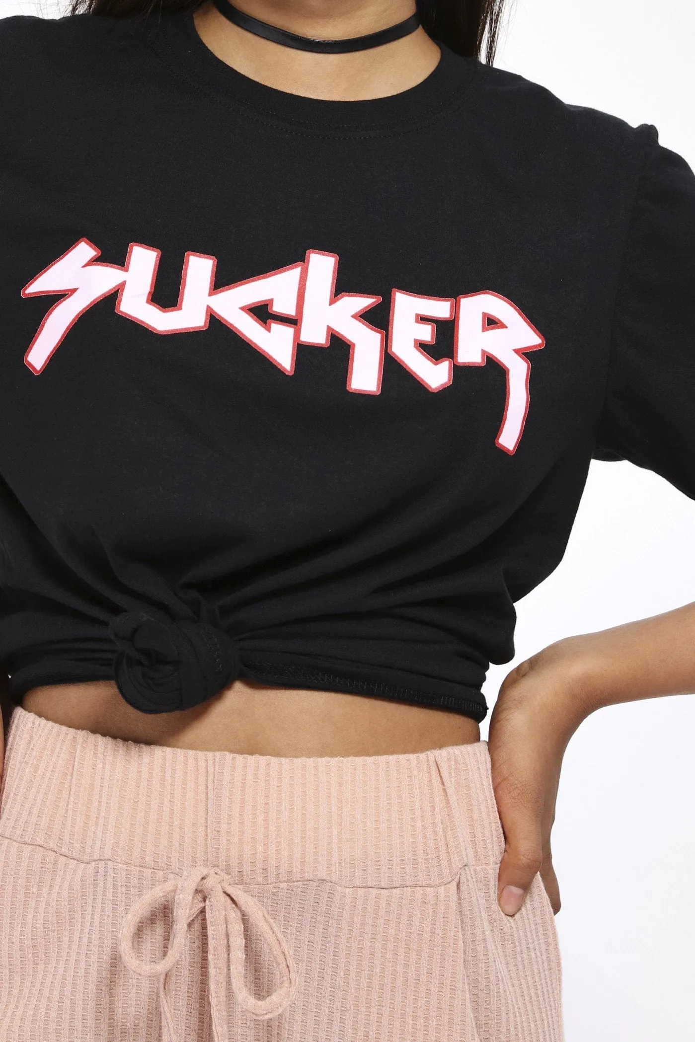 Black Sucker Slogan T-Shirt