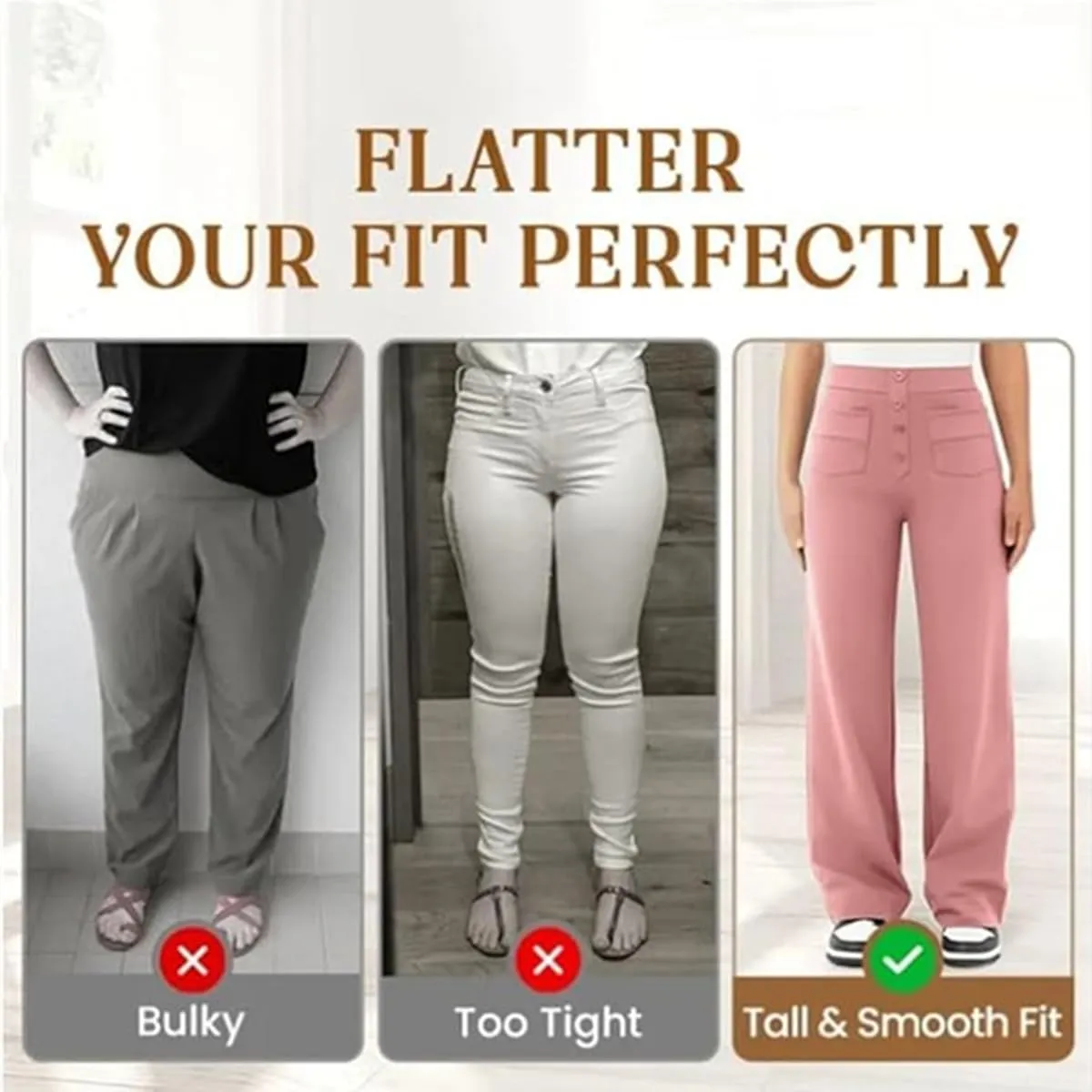 Bloomy Dove Stretch Pants,Solid Stretchy High Waist Trousers Pants,Multiple Pockets Straight Stretch Pants for Women
