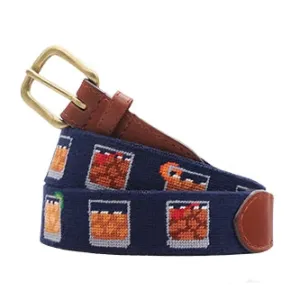 Bourbon Five Ways Needlepoint Belt on Dark Navy by Smathers & Branson