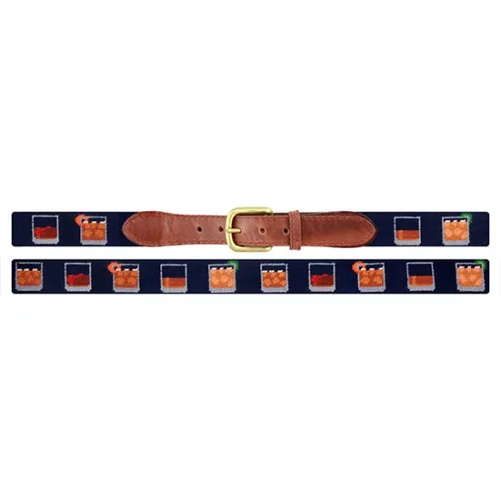 Bourbon Five Ways Needlepoint Belt on Dark Navy by Smathers & Branson